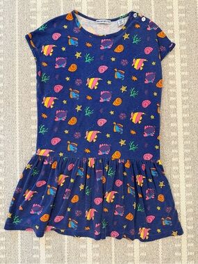 Vintage 90s Pattered Aquatic Drop Waist Dress Erika Taylor Spirit MEDIUM
